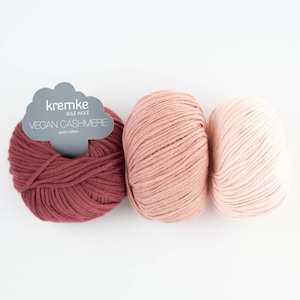 Kremke Soul Wool Vegan Cashmere-Reines Baumwollgarn, Baumwolle, Strick- und Häkelgarn, weiches Garn, veganes Garn