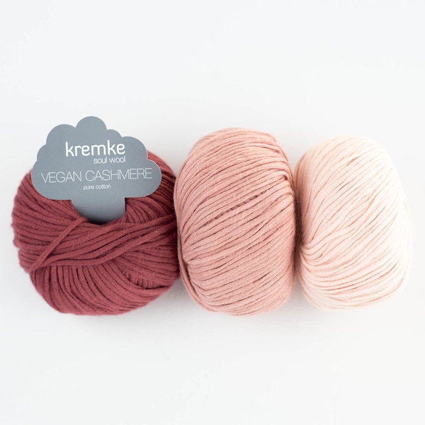 Kremke Soul Wool Vegan Cashmere - Fil de pur coton, coton, fil à tricoter et à crocheter, fil doux, fil végétalien