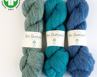 MEHR Farben, BC Garn Bio Shetland Garn, GOTS zertifizierte Bio Wolle, Strickwolle, 50 Gramm, mulesing freie Wolle