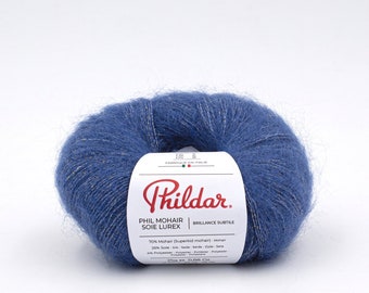 Phildar Phil Mohair Soie Lurex, mohair blend yarn, 25 g, soft, silky, fashion yarn, knitting and crocheting yarn
