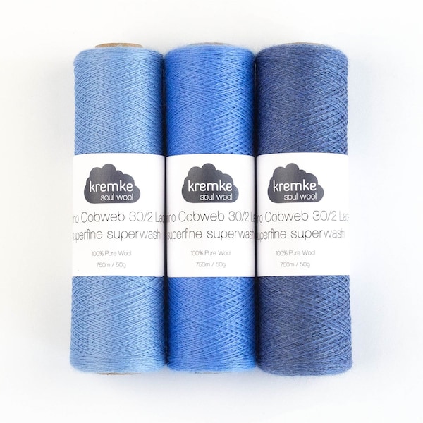 Kremke Soul Wool Merino Cobweb 30/2 Lace Superfine Superwash, 50 grammes, 750 mètres/820 yards, laine douce, sans mulesing