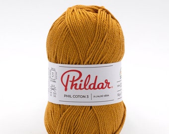 Phildar Phil Coton 3 cotton yarn with aloe vera, OEKO-TEX certified, knitting, crocheting, amigurumi yarn, 50 g