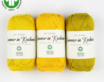 BC Garn Summer en Cachemira, hilo orgánico con certificación GOTS, algodón y cachemira, hilo para tejer y crochet, 50 gramos