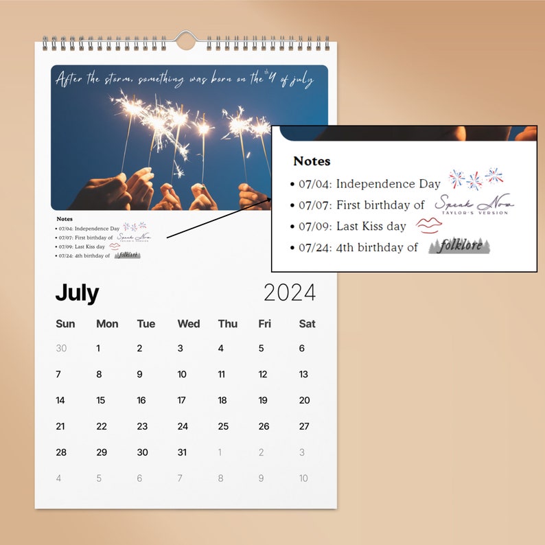 Wall Calendar 2024 Taylor Swift Lyrics Eras Tour Calendar Years Speak