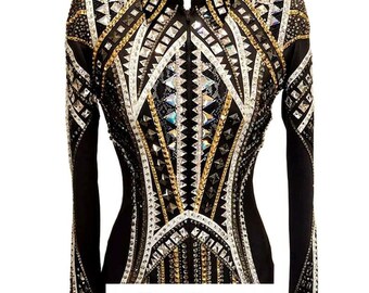 Women Western on Black Base Showmanship Jacket For Women. Women's Riding Show Jacket, Horse Riding Show Wear