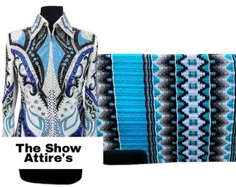 Turquoise With White Western Show Jacket With Matching Pad For Women, Western Pleasure Show Jacket, Showmanship Jacket