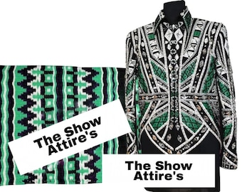 Green Western Showmanship Jacket With Matching Pad For Women, Western Pleasure Show Jacket, Show Jacket With Show Blankets Size 34X42
