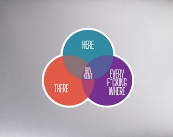 Roy Kent Here/There/Everywhere Venn Diagram Sticker - 3 sizes