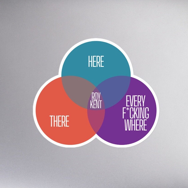 Roy Kent Here/There/Everywhere Venn Diagram Sticker - 3 sizes