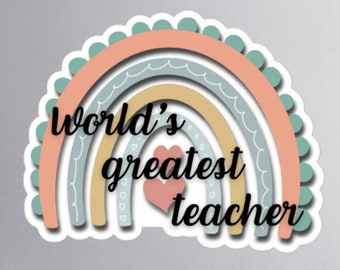 World's Greatest Teacher Rainbow Sticker - 3 Sizes