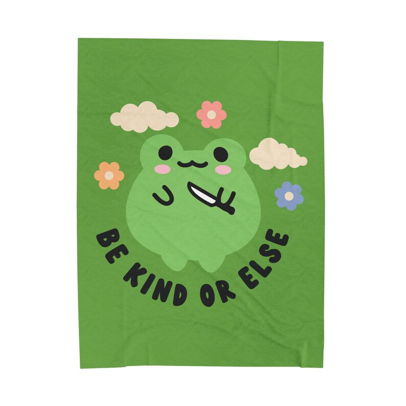 FROG BLANKET, Frog Throw, Be Kind FROG, Retro Frog Gift, Funny Frog