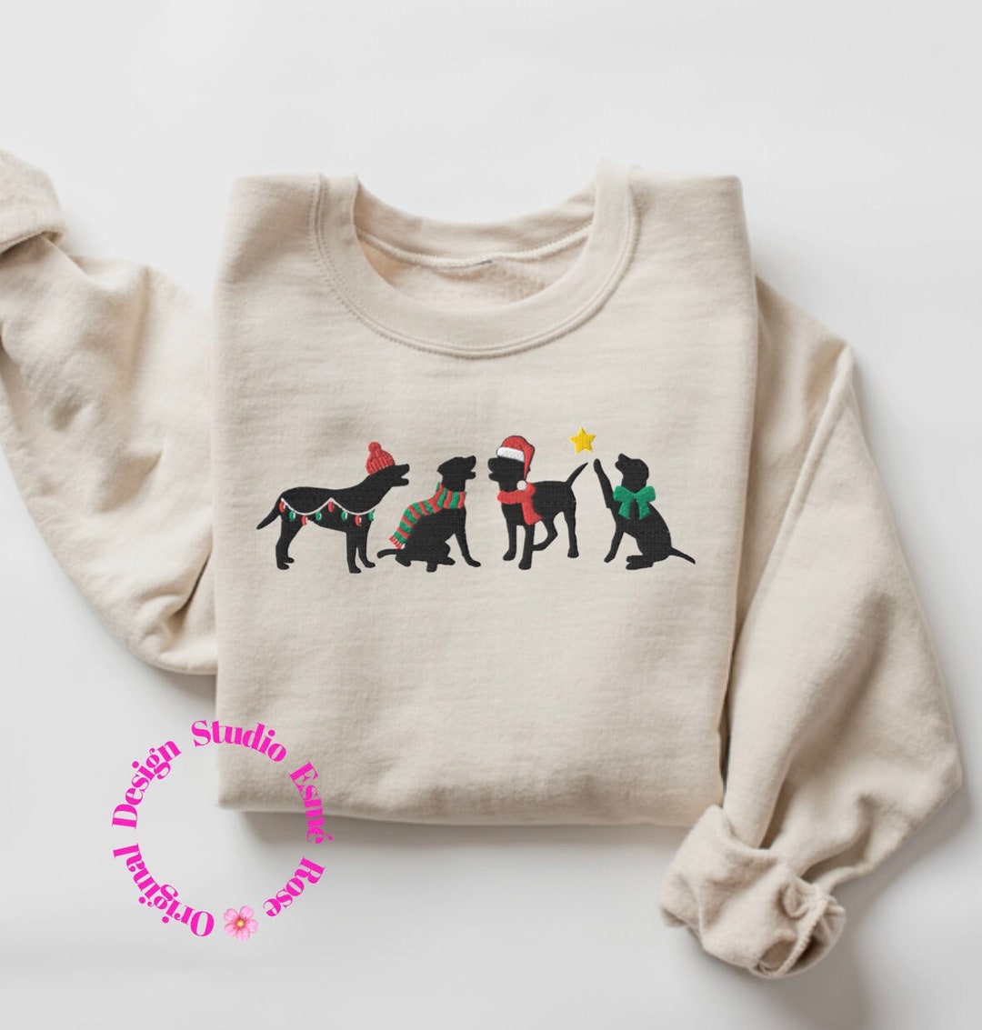 Embroidered Dog Sweatshirt, Embroidered Black Lab Sweatshirt ...