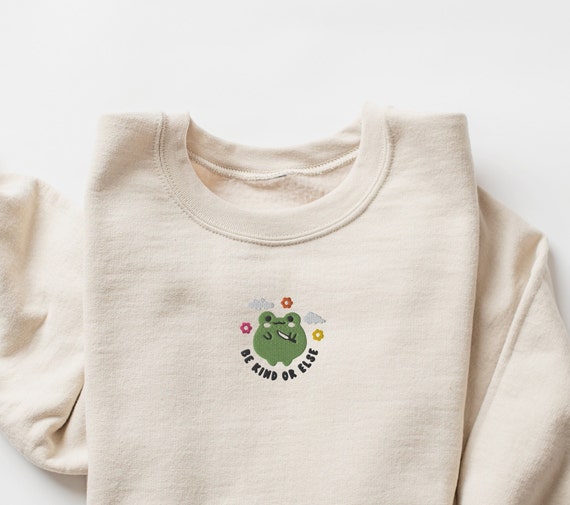 EMBROIDERED FROG Sweatshirt, Be Kind FROG, Retro Frog Tshirt, Funny Frog  Shirt, Cottagecore Froggy Sweatshirt, Frog Lover Sweatshirt - Etsy