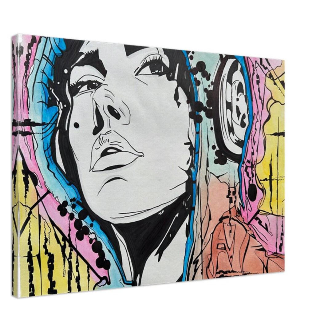 Vibrant Abstract Feminist Art Pink, Blue, Yellow, Green Splattered ...