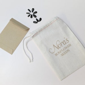 Personalized Sunflower seed pouch with Mammoth Grey Striped Sunflower Seeds, Easter basket stuffer, Easter gift, For the Gardener