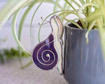 Stained Glass Snail Plant Pot Hanger - Potted Garden Accent Decor - Gifts for Plant Lovers