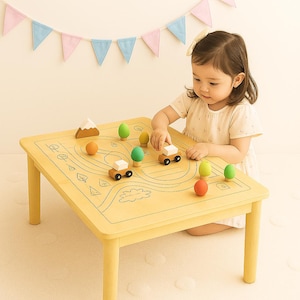 Kids Play Table: Bamboo Sensory Bin Table with Chalkboard