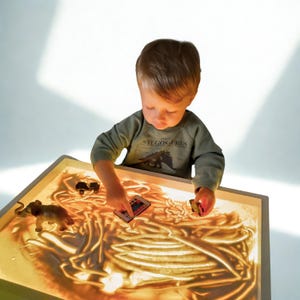 Tavolo luminoso sensoriale a LED: tavolo da gioco in legno per bambini con telecomando 50 x 70 cm