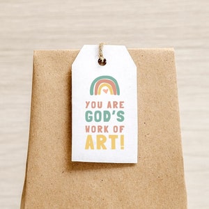 PARTY FAVOR TAG | You are God&#39;s work of Art | Birthday Parties | Classroom gift bag | goodie bags | Printable