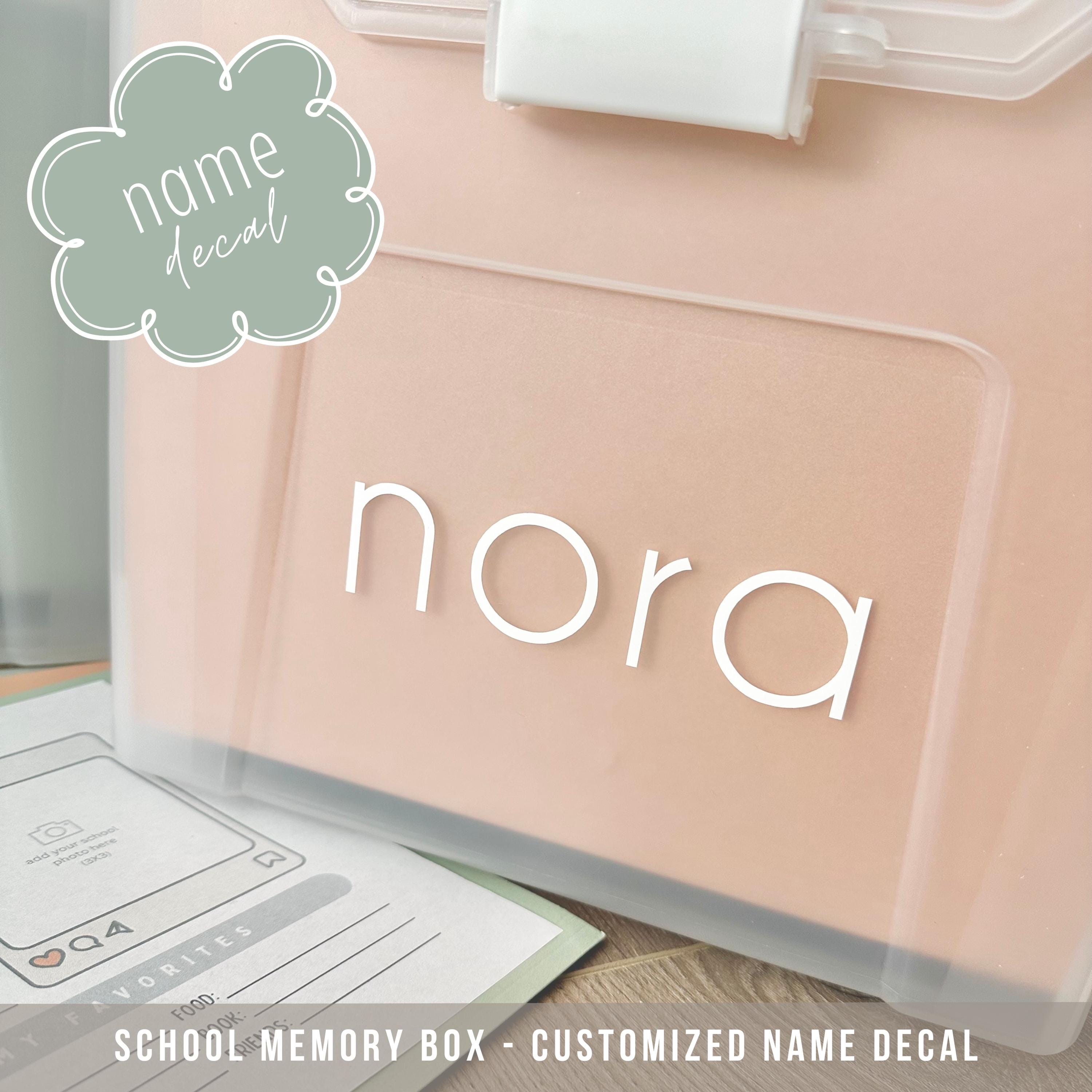 MEMORY BOX NAME Vinyl Decal | Milestone Memoribilia File Tote Kids ...
