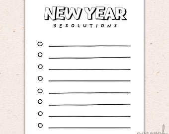 NEW YEAR RESOLUTIONS list | Kids Printable file | 2026 Goal Setting | Digital Download
