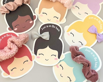 EL AMOR está en el cabello, regalo de fiesta, cumpleaños, coletero, bolsa de obsequios imprimible con una linda bailarina, para el salón de clases de la escuela, para niñas y baile