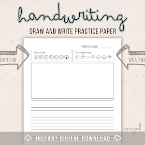 DRAW and WRITE Handwriting Practice Sheets | Kids Journal Printable | Short Story Writing Pages | Instant Download