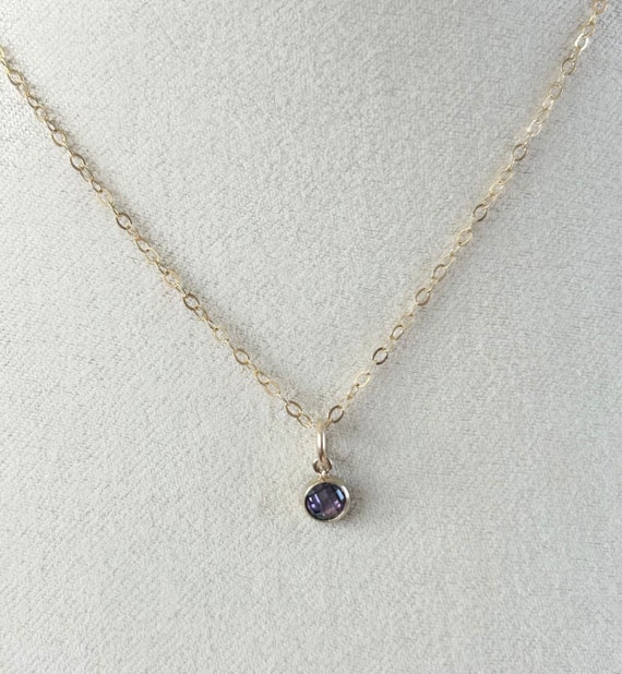 ★ROSEMONT★ 14K necklace (February birthstone) RS1307 14K Real Solid Gold February Amethyst Birthstone Necklace