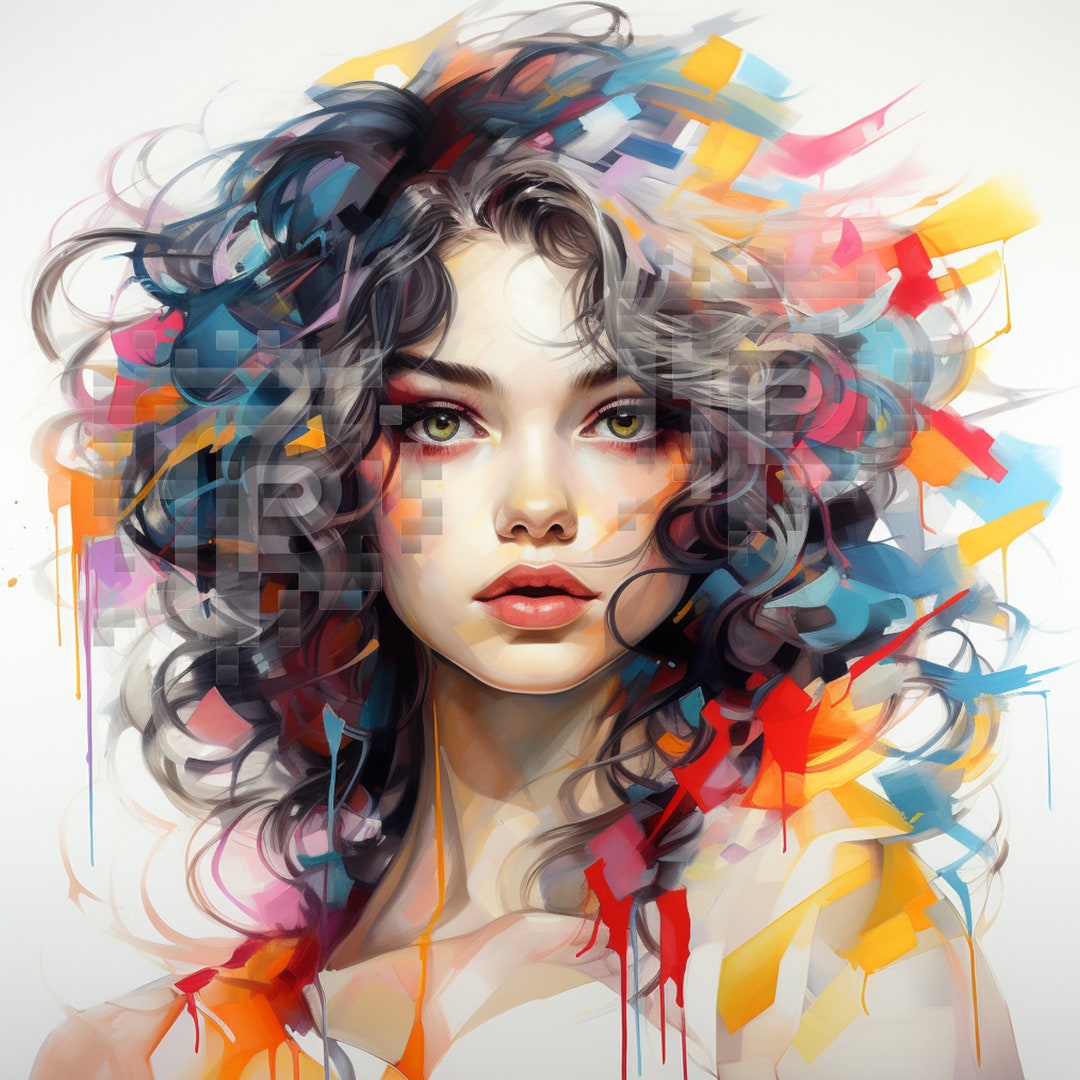 Clipart PNG Linework Art Color Portrait Abstract Girl Visage Geometric ...