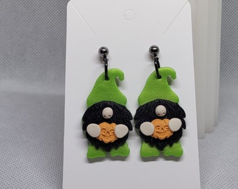 Handmade Halloween Gnome Earrings: Polymer Clay Festive Jewelry
