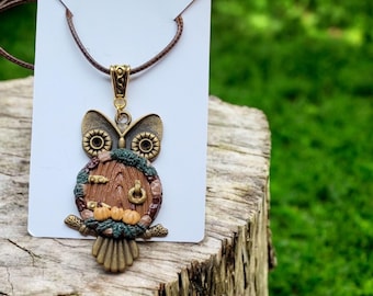 Handcrafted Fairy Door Pendant Necklace: Fantasy Clay Jewelry