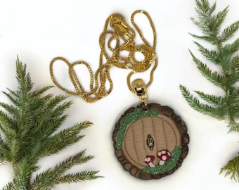 Handmade Clay Fairy Door Necklace: Fantasy Garden Pendant