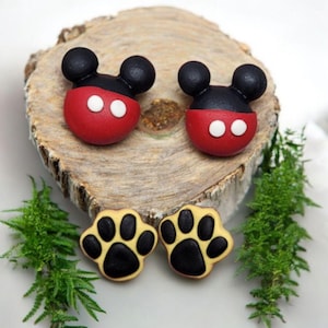 Steamboat Willie Earrings Handmade Polymer Clay Stud Pack Earrings Nostalgic Jewelry Cartoon Earrings Childhood Memories Mickey Earrings