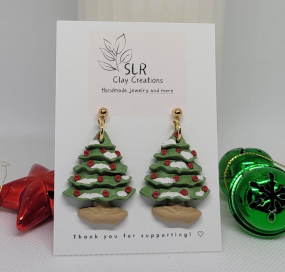 iature Christmas Tree Earrings Czech Glass .925 Sterling Silver Hooks Whimsical Holiday Jewelry　並行輸入品 Handmade Polymer Clay Christmas Tree Earrings: Holiday Dangle Jewelry