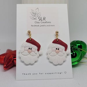 Handmade Santa Claus Earrings: Polymer Clay Christmas Dangles
