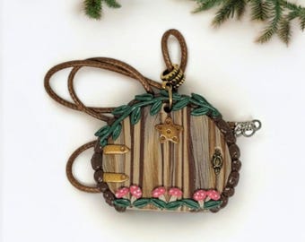 Fairy Door Pendant Necklace: Handmade Polymer Clay Secret Garden Jewelry