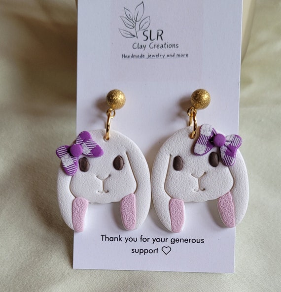 Bunny Earrings Plaid Bunny Earrings Plaid
