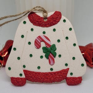 Handmade Ugly Sweater Ornament: Polymer Clay Christmas Tree Decoration