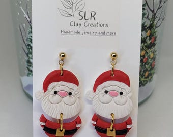 Santa Claus Earrings Handmade Polymer Clay Christmas Earrings