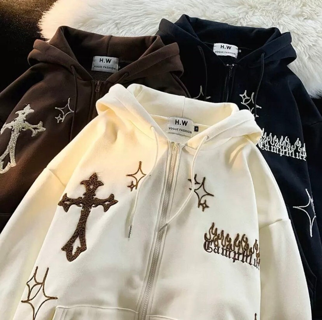 Unknown UK Brown Rhinestone Cross Hoodie - Stadium Goods