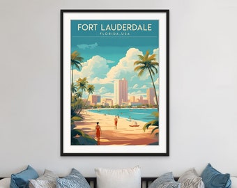 Fort Lauderdale Vintage Travel Poster - Retro Florida Wall Art, Beach Home Decor, Vacation Rental Artwork