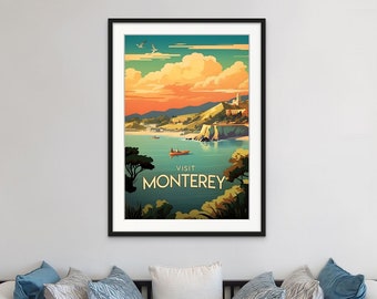 Monterey Vintage Travel Poster - Retro California Wall Art, Vacation Rental Decor, Coastal Home Artwork - DIGITAL DOWNLOAD