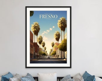 Fresno Vintage Travel Poster - Retro Wall Decor for Holiday Rental, Vacation Home Artwork, California Travel Decor - DIGITAL DOWNLOAD