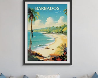Barbados Vintage Travel Poster - Tropical Paradise Wall Art, Island Vacation Decor, Caribbean Travel Poster
