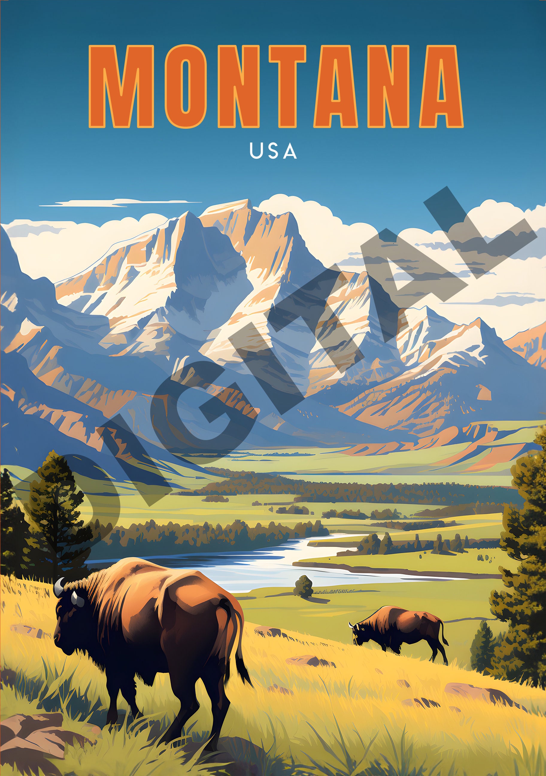 American Vintage Advertising Poster 'North Coast Limited' By Gustav W. Krollmann, 1929 - Vintage Posters By La Belle Epoque - Foto 4