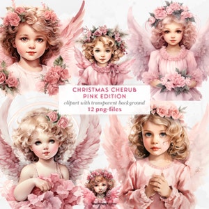 Niedliche Weihnachtsengel Clipart | Kleine Weihnachtsengel PNGs | Baby Engel Rosa Edition | Weihnachtscliparts | Religiöse Weihnachten png
