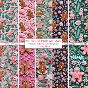 3D Pink Christmas Digital Papers | Pink Christmas Seamless Patterns Mix | Christmas Pattern Mix | 3D Embroidery Christmas Pattern Seamless