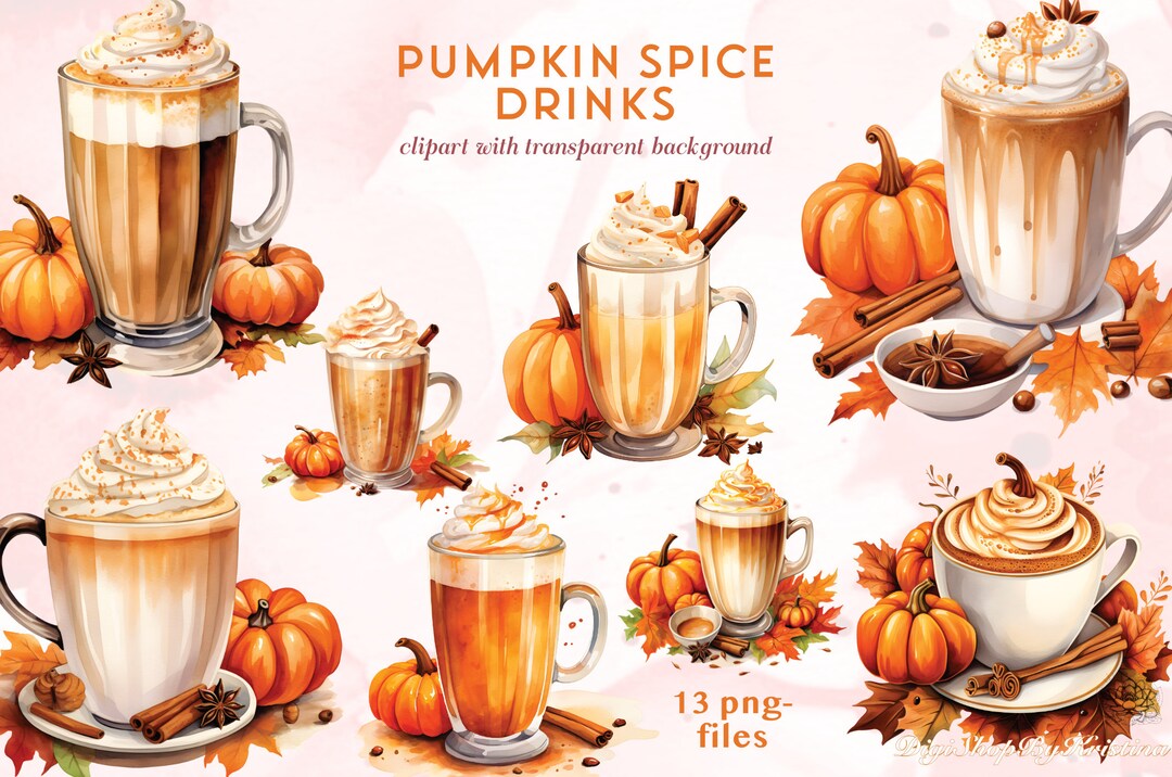 Pumpkin Spice Coffee Drinks Clipart | Pumpkin Spice Latte Clipart ...