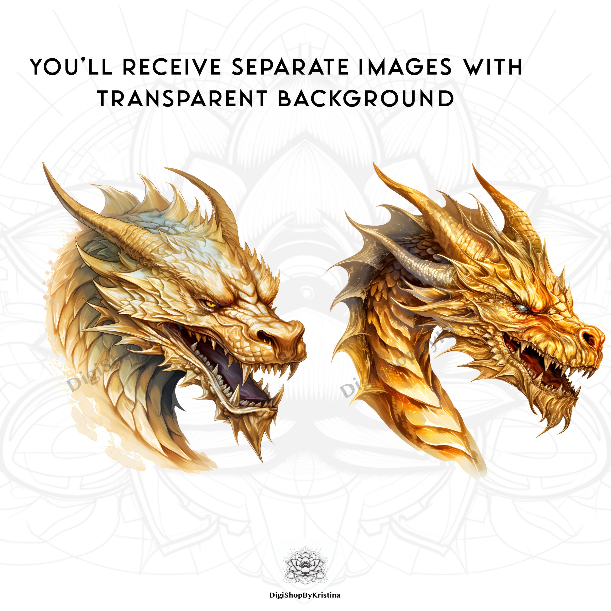 Gold Dragons Clipart PNG Golden Dragon With Png Download Etsy