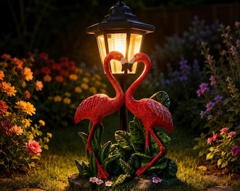 Flamingo Paar Solar Laterne Garten Statue, Outdoor Yard Terrasse Rasen Dekor